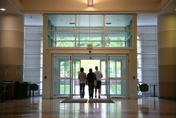 Inside entrance of the Health Sciences building